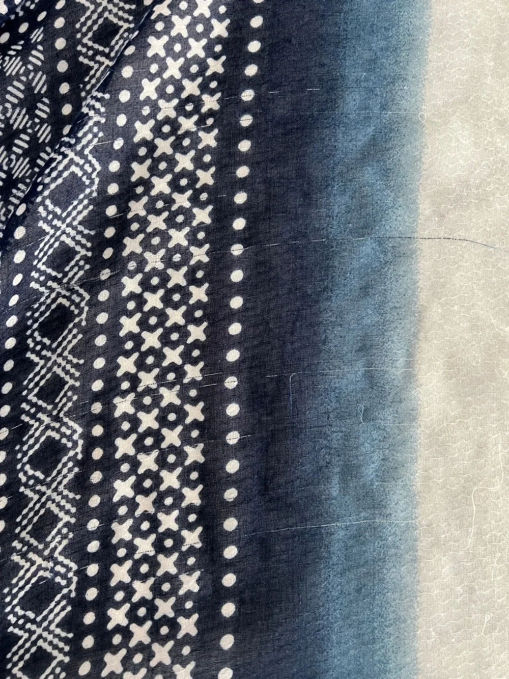 Navy, Light Blue and White Geometric Scarf Wrap Beach Sarong